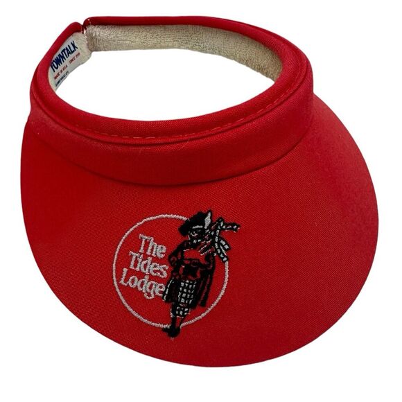 VINTAGE Town Talk Red Visor THE TIDES LODGE Hat Golf Made in USA Irvington VA - Picture 1 of 6